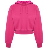 Trendyol Fuchsia Thick Fleece Inner Parachute Hoodie. Relaxed Cut Crop Knitted Sweatshirt | ePonuda.com