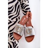 Boto Eco Leather Flat Sandals For Women With Decorative Detail Silver Frelie | ePonuda.com