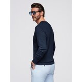 Ombre Men's sweater with round neckline in stretch knit with classic weave - navy blue | Shoptok.si