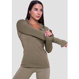 GymBeam ženska majica za trčanje 1/2 zip vetiver