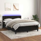  box spring s madracem LED crni 140x200 cm baršun | shoptok.hr