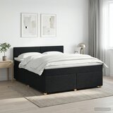  boxspring postelja z vzmetnico, tkanina, črna, 140×190 cm Cene