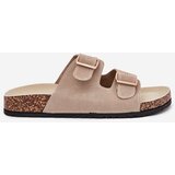 Boto Women's Sandals With Golden Buckles And Stitching Beige Lunera | Shoptok.si