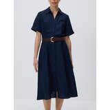 Reserved Midi haljina od mješavine lana - mornarsko plava | shoptok.hr
