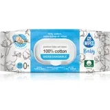 Baby 100% Cotton Biodegradable otroški nežni vlažni robčki za občutljivo kožo 0+ 50 kos