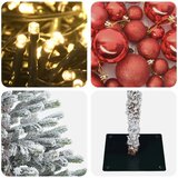  Umjetno božićno drvce s kuglicom 150 cm 150 LED lampica - Zelena i bijela 150 cm s LED-ima i srebrnim lopticama | shoptok.hr
