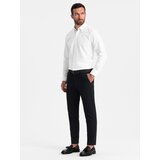 Ombre Men's classic cut chino pants with fine texture - black | Shoptok.si