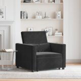 vidaXL 3-u-1 Sofa Krevet za Jednu Osobu Pretvoriv u Crni Baršun | shoptok.hr