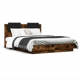 Furnova Posteljni okvir z vzglavjem dimljen hrast 135x190 cm inž. les, (21938152) | Shoptok.si
