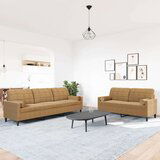 vidaXL 2-dijelni set sofa s jastucima smeđi baršunasti | shoptok.hr