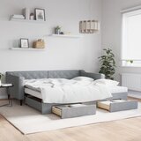 vidaXL Izvlečna dnevna postelja s predali svetlo siva 100x200 cm blago Cene
