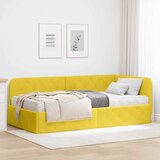 vidaXL Kotna postelja z vzmetnico z vzglavjem Rumena 90 x 200 cm Žamet | Shoptok.si