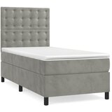 Box spring krevet s madracem svjetlosivi 80 x 200 cm baršunasti | shoptok.hr