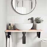  Zidna polica za umivaonik od čelika i masivne hrastovine Smeđa 80 x 40 x 2 cm | Shoptok.si