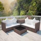  The Living Store Vrtna sedežna garnitura z blazinami 4-delna poli ratan rjava - Komplet Vrtnih Kavčev, (21440537) | Shoptok.si