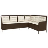 vidaXL Vrtna sofa L-oblika sa jastucima smeđi od poliratana | shoptok.hr