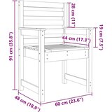  Vrtne stolice 2 kom 60 x 48 x 91 cm od masivne borovine | shoptok.hr