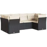  6-dijelni set vrtnih sofa s jastucima crni od poliratana | shoptok.hr