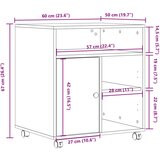  Stalak za pisač s kotačima boja hrasta 60 x 50 x 67 cm | shoptok.hr