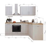 Respekta Premium Kotni kuhinjski komplet Premium Anton (220 cm, z el. napravami, imitacija macesna, bele barve) | Shoptok.si