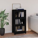 The Living Store Knjižna omara črna 50x35x97 cm trdna borovina - Knjižna Omara, (21437028) | Shoptok.si