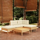 Maison Chic Seti vrtnega pohištva - Vrtna garnitura - Vrtni pohištvo set 5-delna s krem blazinami borovina, (21820123) | Shoptok.si