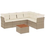 Maison Chic Seti vrtnega pohištva - Vrtna garnitura - Vrtni pohištvo set 7-delna z blazinami bež poli ratan, (21801558) | Shoptok.si
