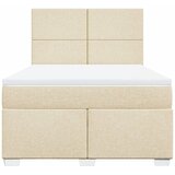  Krevet s oprugama i madracem krem 140 x 190 cm od tkanine | shoptok.hr