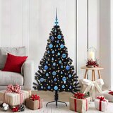 vidaXL Umjetna preddekorirana božićna jelka Črna 150 cm PVC | Shoptok.si