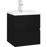 Ormarić s ugrađenim Lavabo - Umivaonikom crni od konstruiranog drva | shoptok.hr