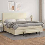  Box spring postelja z vzmetnico krem 200x200 cm umetno usnje, (20900237) | Shoptok.si
