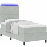  LED Box Spring Krevet Svijetlo siva 100 x 200 cm Baršun | shoptok.hr
