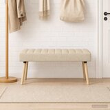  Klupa s utorima Krem 110 x 40 x 46 cm Tkanina Slike