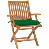 Maison Chic Vrtni stoli - Stol za vrt 2 kosa z zelenimi blazinami trdna tikovina JS1480, (21877286) | Shoptok.si