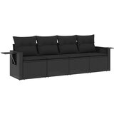 Maison Chic Seti vrtnega pohištva - Vrtna garnitura - Vrtni pohištvo set 4-delna z blazinami črna poli ratan, (21814999) | Shoptok.si