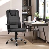  Uredska okretna stolica ergonomska direktorska stolica podesiva visina PU crna 66x73x108-118 cm | shoptok.hr