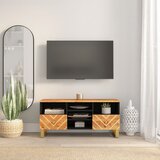TV ormarić smeđe-crni 100 x 33,5 x 46 cm od masivnog drva manga | shoptok.hr
