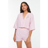 Trendyol Powder Embroidery Detailed Woven Pajamas Set | Shoptok.si