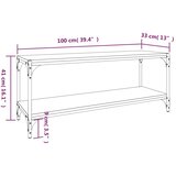 TV ormarić boja hrasta 100x33x41 cm konstruirano drvo i čelik | shoptok.hr