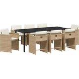  Vrtni set za objed 9 kom. Bež poliratan | shoptok.hr