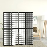  Zložljiv 4-delni paravan japonski stil 160x170 cm črne barve Cene