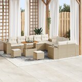 vidaXL 13-delna vrtna garnitura z blazinami Bež Poli ratan Acacia | Shoptok.si