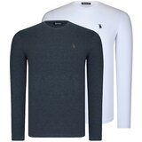 Dewberry DUAL SET T8588 ROUND COLLAR MEN'S SWEATSHIRT-WHITE-ANTHRACIC | Shoptok.si
