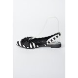 Fox Shoes Women's Black and White Fabric Flat Flats | shoptok.hr