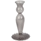 Siv steklen svečnik Swirl, višina 17 cm