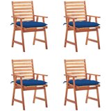 Maison Chic Zunanji Jedilni stoli - Vzorci stoli 4 kosi z blazinami trden akacijev les A2098, (22030538) | Shoptok.si