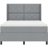 Box Spring Krevet s Madracem i LED Svjetlom Svjetlosiva 160x200 cm Tkanina | shoptok.hr