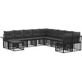  Set vanjskih sofa s jastukom 11 pcs Crna i tamno siva Poliester | shoptok.hr