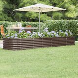 vidaXL visoka greda iz prašno premazanega jekla 296x80x36 cm rjava cene