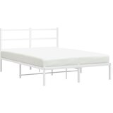 Maison Chic Kovinski Posteljni okvir - Dvoposteljna postelja - Zakonska postelja z vzglavjem bel 140x190 cm, (21693213) | Shoptok.si